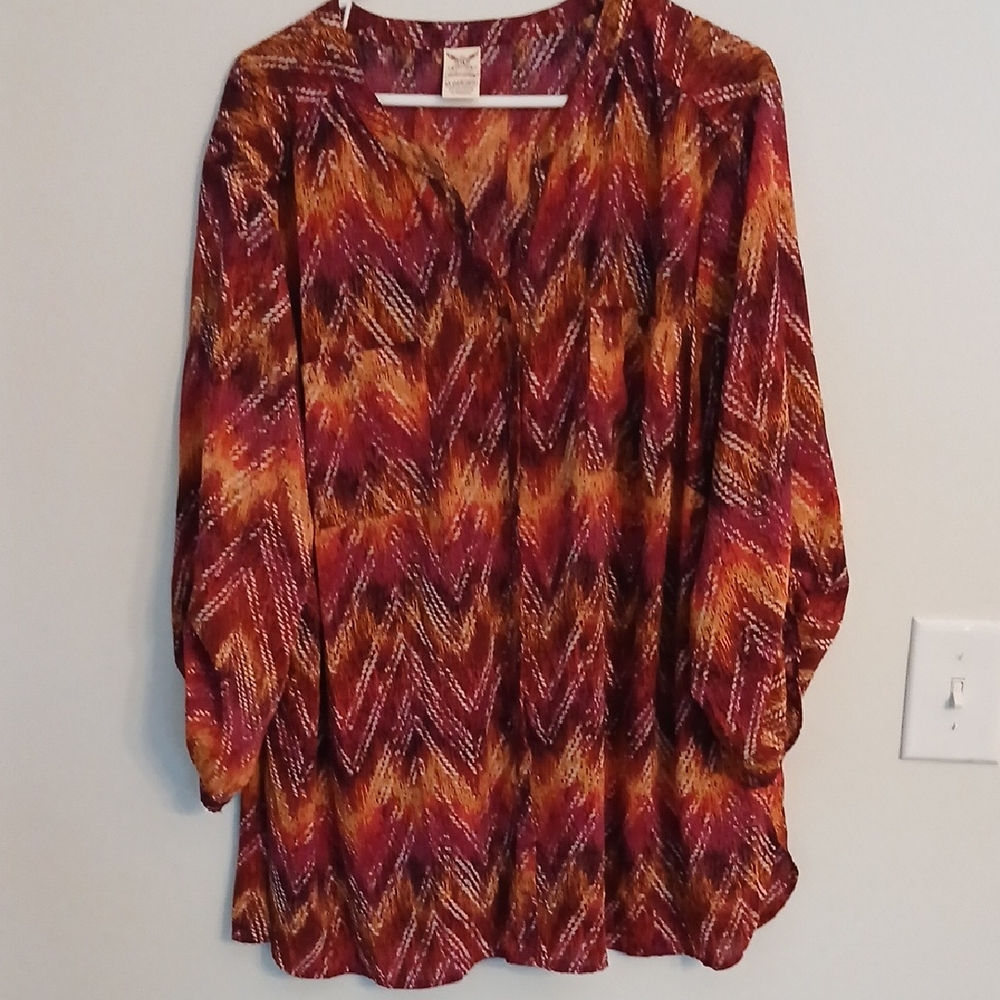Faded Glory Women's Chevron Blouse - Red, Orange, Yellow